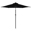 vidaXL Garden Parasol with LEDs and Steel Pole Black 225x225x212cm