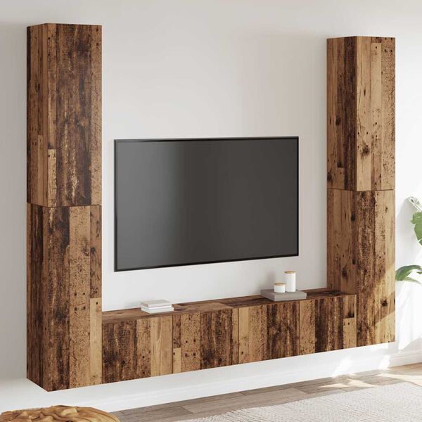 vidaXL Wall Mounted TV cabinets 6 pcs Old Wood Engineered Wood