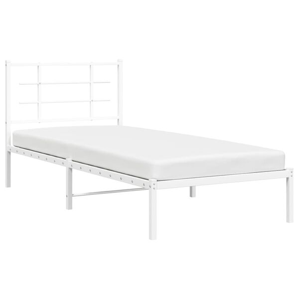 vidaXL Metal Bed Frame without Mattress with Headboard White 90x190cm
