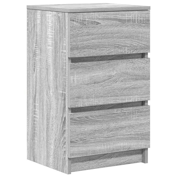 vidaXL Bedside Cabinet with 3 Drawers Grey Sonoma 39x35x65 cm