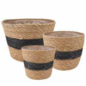 vidaXL 3 pcs Natural and Black &Oslash;26 x 19 cm 100% Seagrass