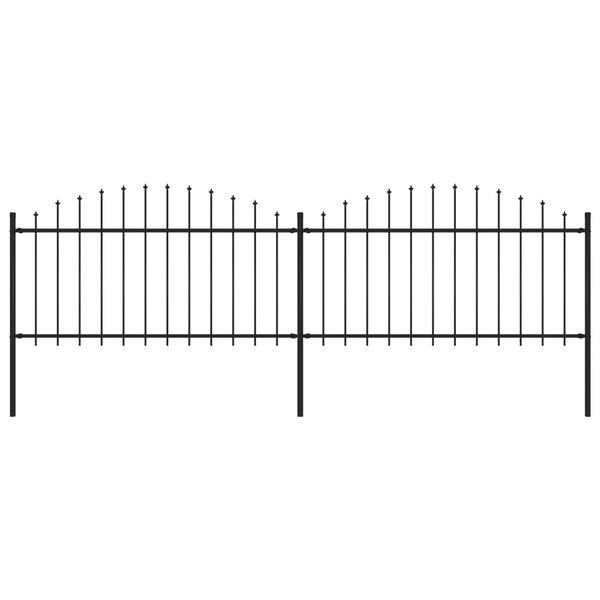 vidaXL Garden Fence with Spear Top Steel 359x150 cm Black
