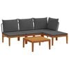 vidaXL 5 pcs Garden Lounge Set with Cushions Solid Acacia Wood & Rope