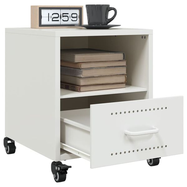 vidaXL Bedside Cabinet White 36x39x43.5 cm Steel