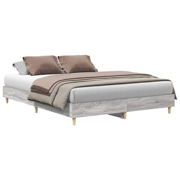 vidaXL Bed Frame No Mattress Grey Sonoma 150x200 cm King Size Engineered Wood