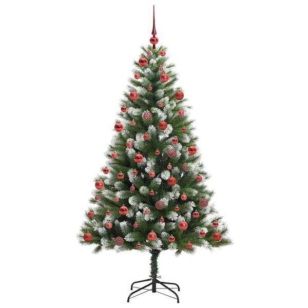 vidaXL Artificial Hinged Christmas Tree with Flocked Snow 180 cm