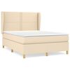 vidaXL Box Spring Bed with Mattress Cream 140x190 cm Fabric