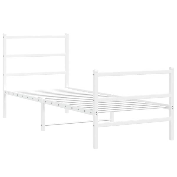 vidaXL Metal Bed Frame without Mattress with Footboard White 80x200cm