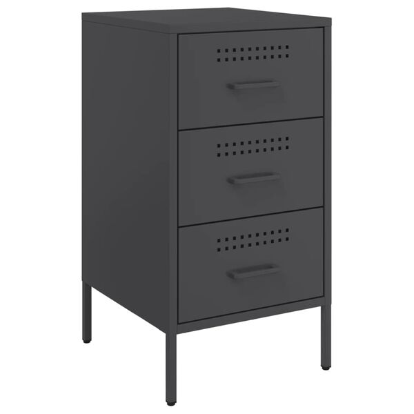 vidaXL Bedside Cabinet Black 36x39x68 cm Steel