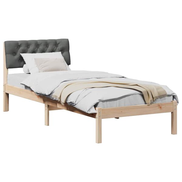 vidaXL Bed frame Brown and dark grey 80 x 200 cm Solid pine wood