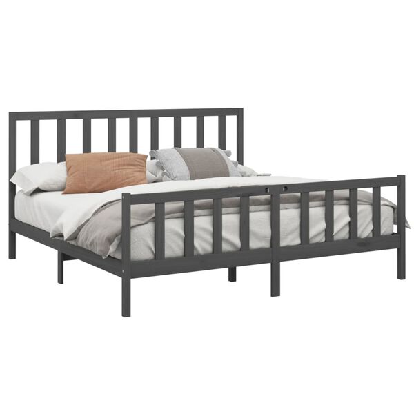 vidaXL Bed Frame without Mattress Grey 200x200 cm Solid Wood Pine