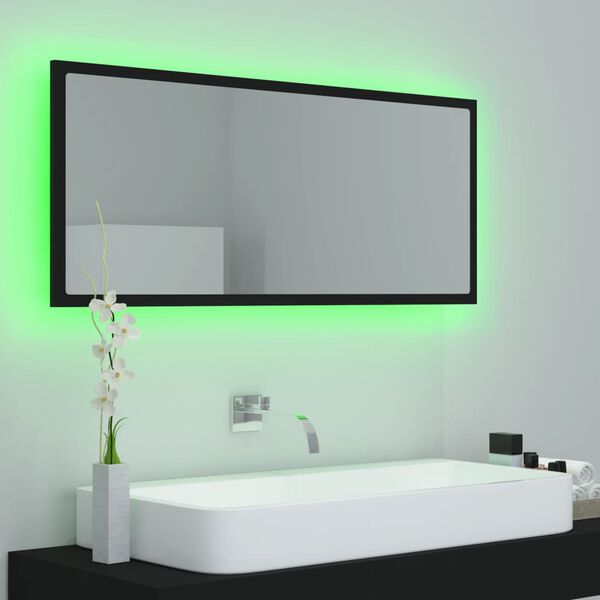 vidaXL LED Bathroom Mirror Black 100x8.5x37 cm Acrylic