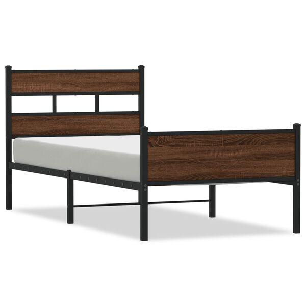 vidaXL Bed Frame without Mattress Brown Oak 107x203 cm Engineered Wood