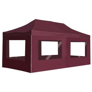 vidaXL Professional Folding Party Tent with Walls Aluminium 6x3 m Wine Red