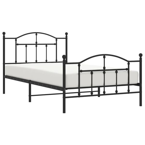 vidaXL Metal Bed Frame without Mattress with Footboard Black 107x203cm