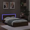 vidaXL Bed Frame with Headboard and LED Brown Oak 140x190 cm