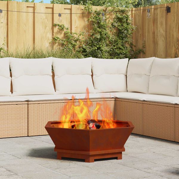 vidaXL Fire Pit Brown 75 x 75 x 28 cm Weathering Steel