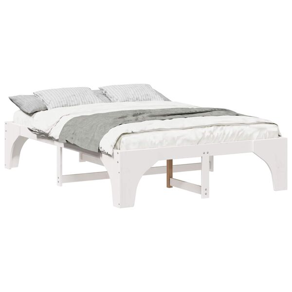 vidaXL Bed Frame White 150 x 200 cm Solid Pine Wood