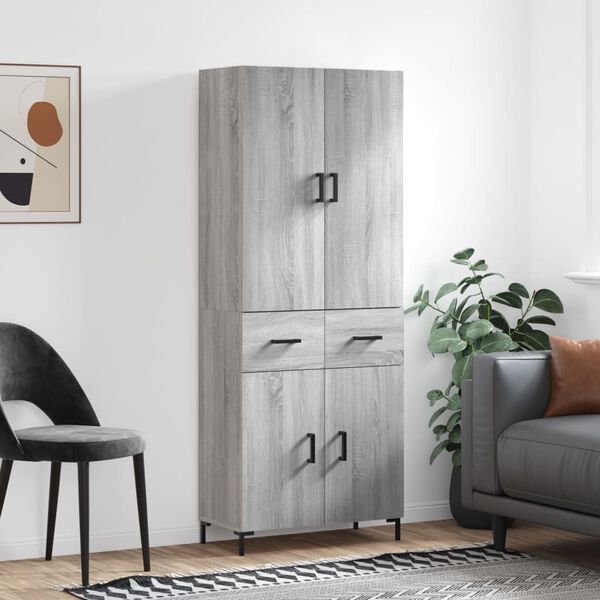 vidaXL Highboard Grey Sonoma 69.5x34x180 cm Engineered Wood
