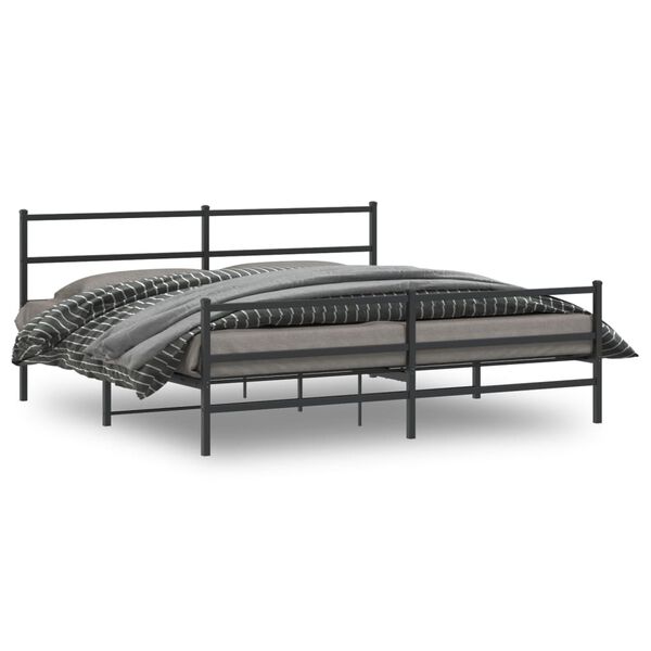 vidaXL Metal Bed Frame without Mattress with Footboard&nbsp;Black 200x200cm