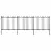 vidaXL Garden Fence with Hoop Top Steel 537x150 cm Black