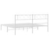 vidaXL Metal Bed Frame without Mattress with Headboard White 200x200cm