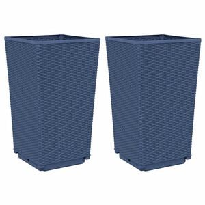 vidaXL Garden Planters 2 pcs Blue Grey 32.5x32.5x57 cm PP