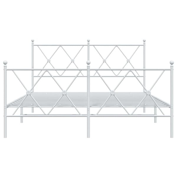 vidaXL Metal Bed Frame without Mattress with Footboard White 140x200cm