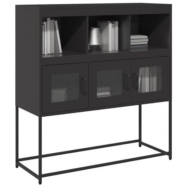 vidaXL Sideboard Black 100.5x39x107 cm Cold-rolled Steel