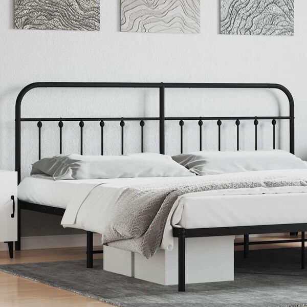 vidaXL Metal Replace Headboard Black 200 cm