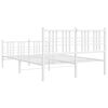 vidaXL Metal Bed Frame without Mattress with Footboard White 140x200cm