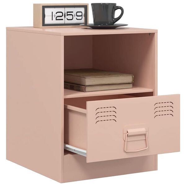 vidaXL Bedside Cabinets 2pcs Pink 34.5x39x44 cm Steel