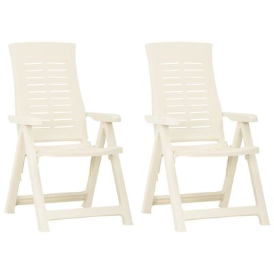 vidaXL Garden Reclining Chairs 2 pcs Plastic White