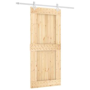 vidaXL Sliding Door Natural and White 90 x 210 cm Solid Pine Wood