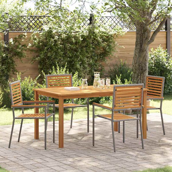 vidaXL Garden Dining Set 5 pcs Grey Poly rattan