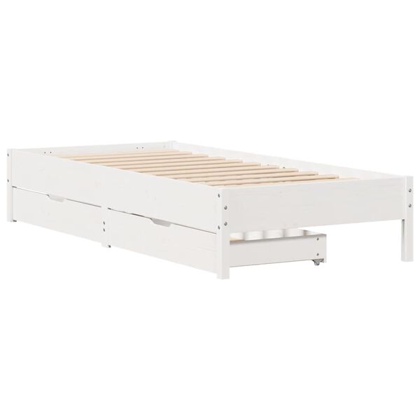vidaXL Bed Frame without Mattress White 75x190 cm Small Single Solid Wood Pine