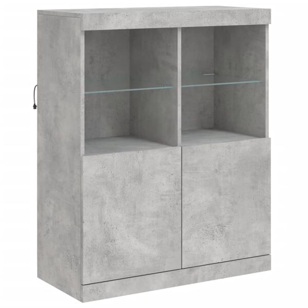 vidaXL Sideboard with LED Lights Concrete Grey 81x37x100 cm