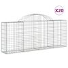 vidaXL Arched Gabion Baskets 20 pcs 200x30x80/100 cm Galvanised Iron