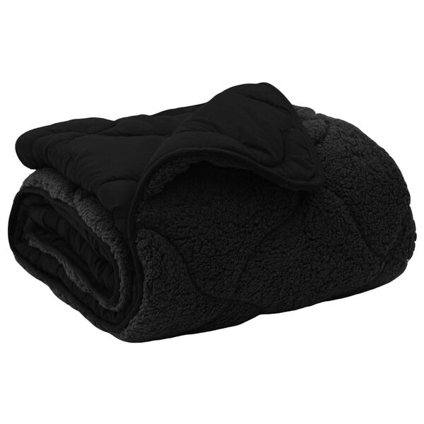 vidaXL Full Year Duvet Black 155 x 200 cm Microfiber and Teddy fleece