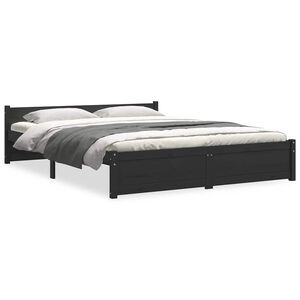 vidaXL Bed Frame without Mattress Black Solid Wood 135x190 cm Double