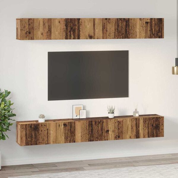 vidaXL TV Cabinet Set Wall-mounted 6 pcs Old Wood Engineered Wood