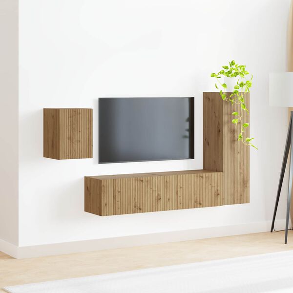 vidaXL TV Cabinet Set Wall-mounted 4 pcs Artisan Oak Engineered Wood