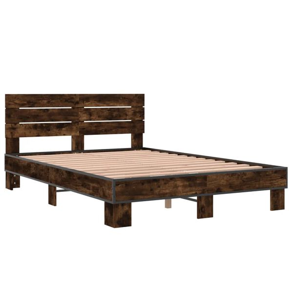 vidaXL Bed Frame without Mattress Smoked Oak 120x200 cm