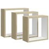 vidaXL Wall Cube Shelf | Set of 3 | White and Sonoma Oak | MDF | Small to Medium