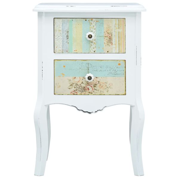 vidaXL Bedside Cabinet White and Brown 43x32x65 cm MDF