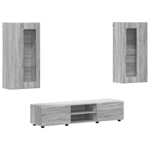 vidaXL TV Cabinet Set FLORIN 3 pcs Grey Sonoma Engineered Wood