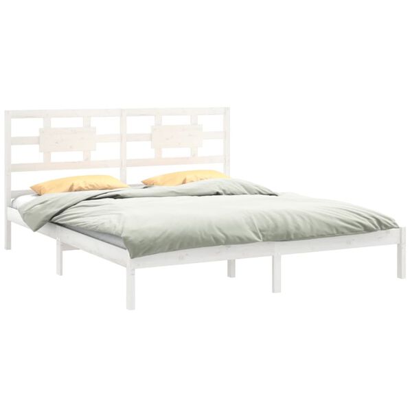 vidaXL Bed Frame without Mattress White 180x200 cm Super King Solid Wood