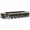 vidaXL 17 Piece Garden Dining Set with Cushions Brown Poly Rattan