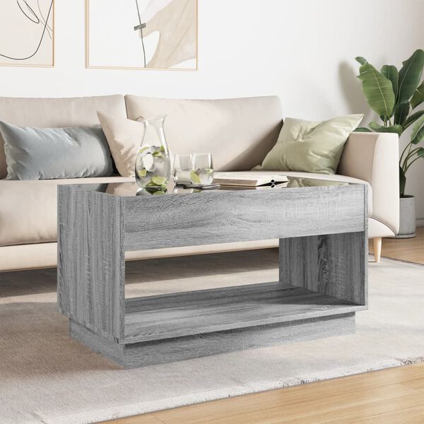 vidaXL Coffee Table with Infinity LED Grey Sonoma 90x50x50 cm