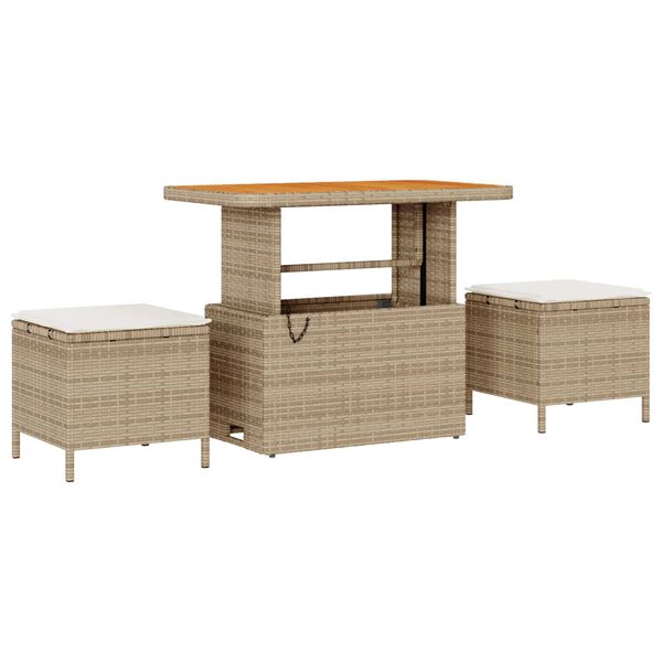 vidaXL Garden Dining Set Beige Poly rattan